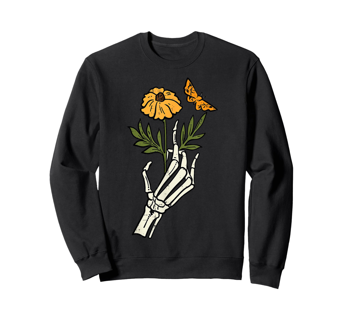 Floral Skeleton Hand Flower Retro Vintage Halloween Women T-Shirt