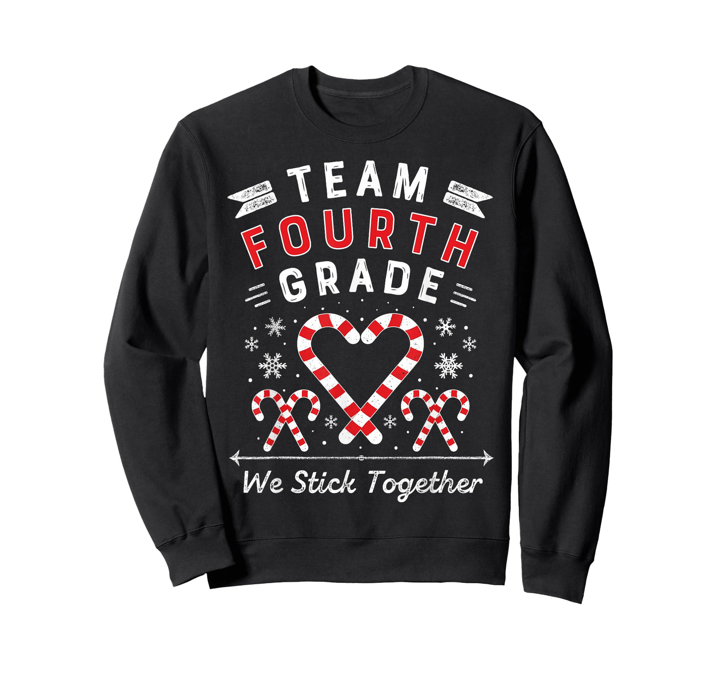 Team Fourth Grade Christmas Candy Cane Heart | Xmas Teacher T-Shirt