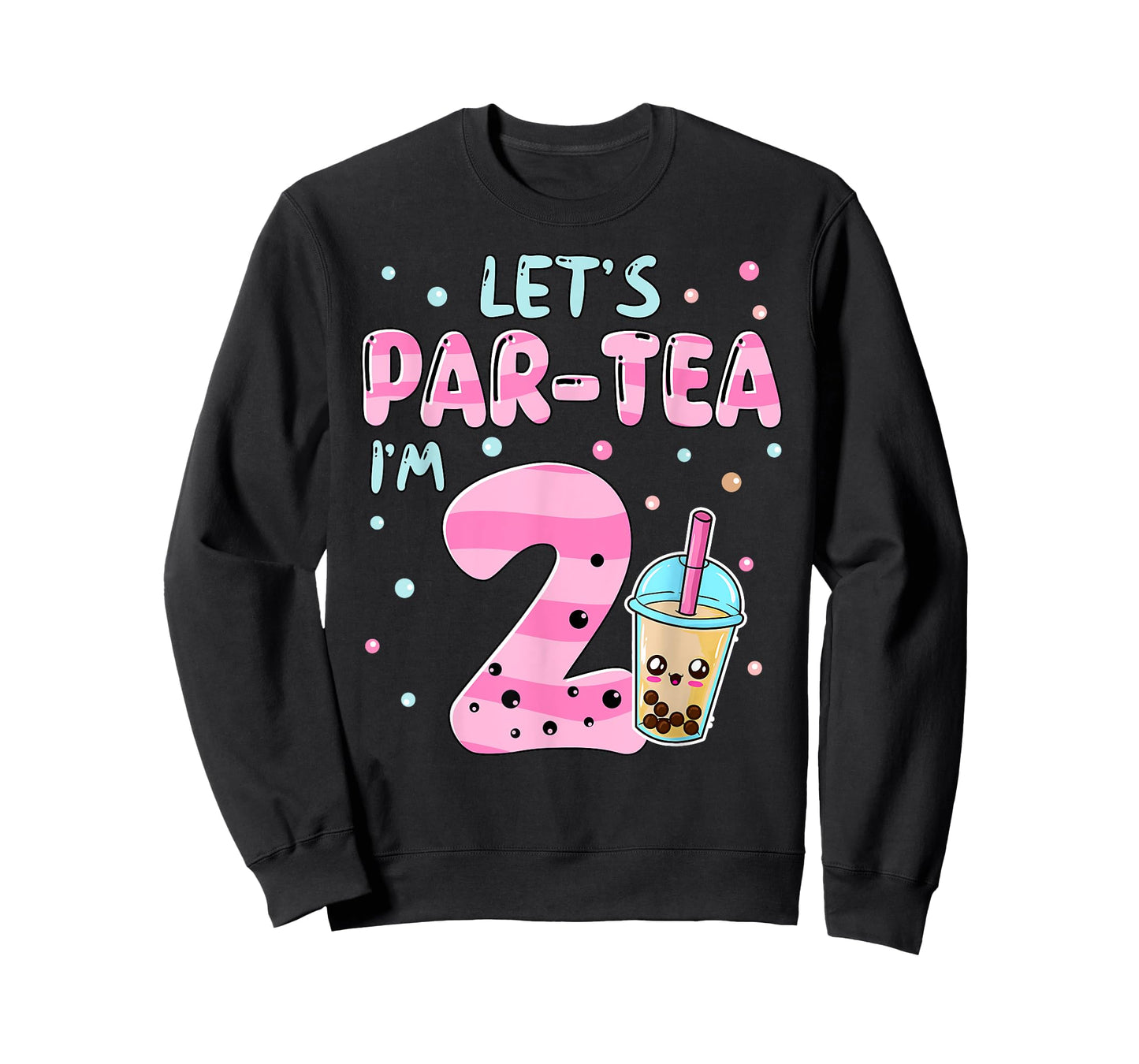 Let's Par-tea I'm 2 Years Old 2nd Birthday Bubble Boba Tea T-Shirt