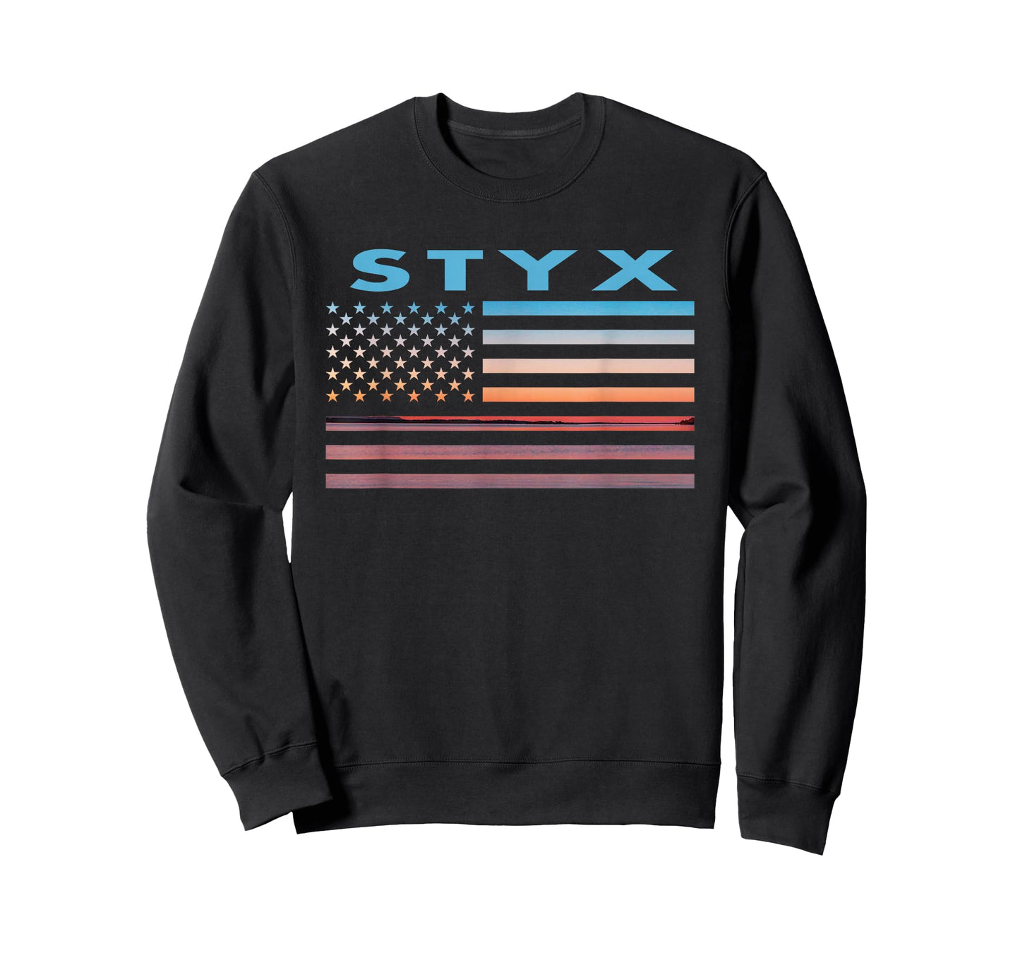 Vintage Sunset American Flag Styx, Texas T-Shirt