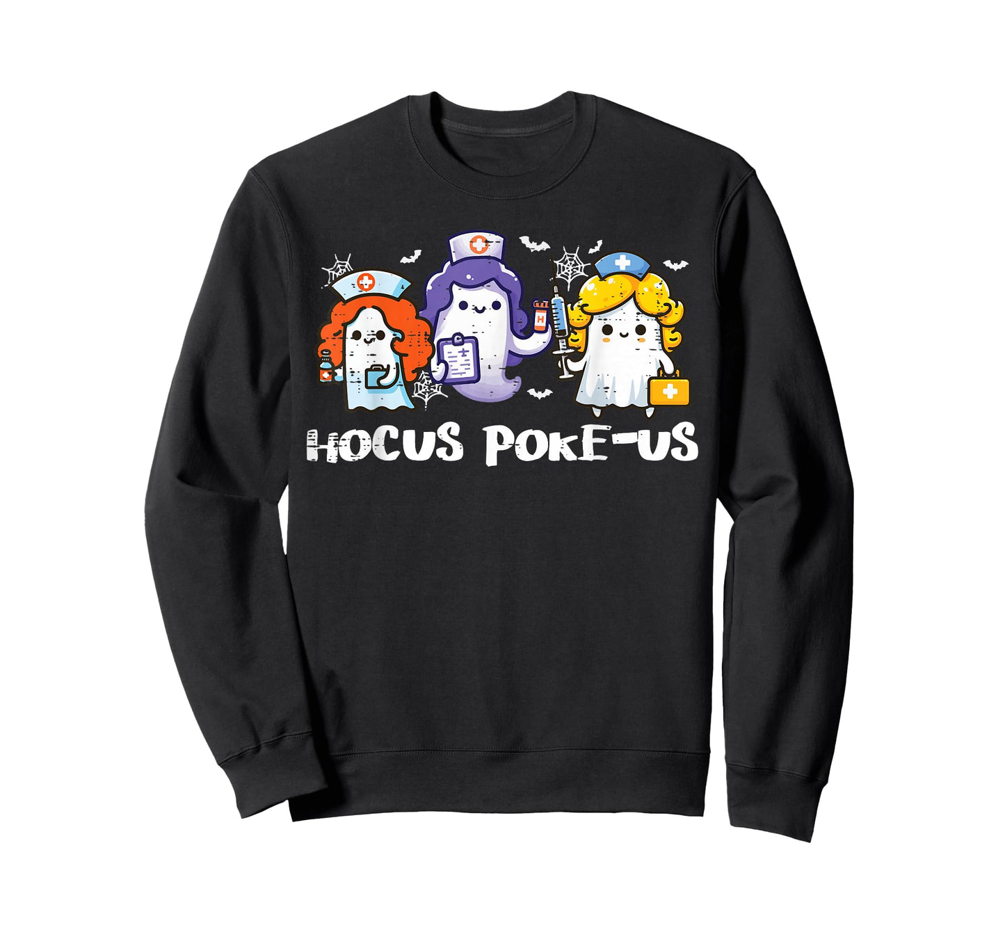 Halloween Ghost Nurse Hocus Poke Us Costume Scrub Top Women T-Shirt
