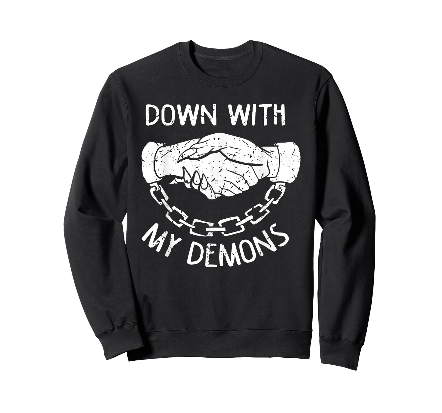 Down With My Demons Deal Handshake Aesthetic Humour Goth T-Shirt