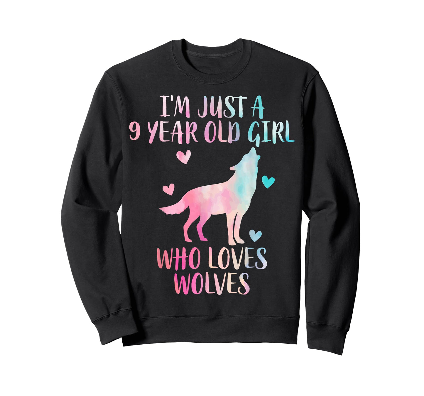 Funny Wolf lover I'm Just A 9 Year Old Girl Who Loves Wolves T-Shirt