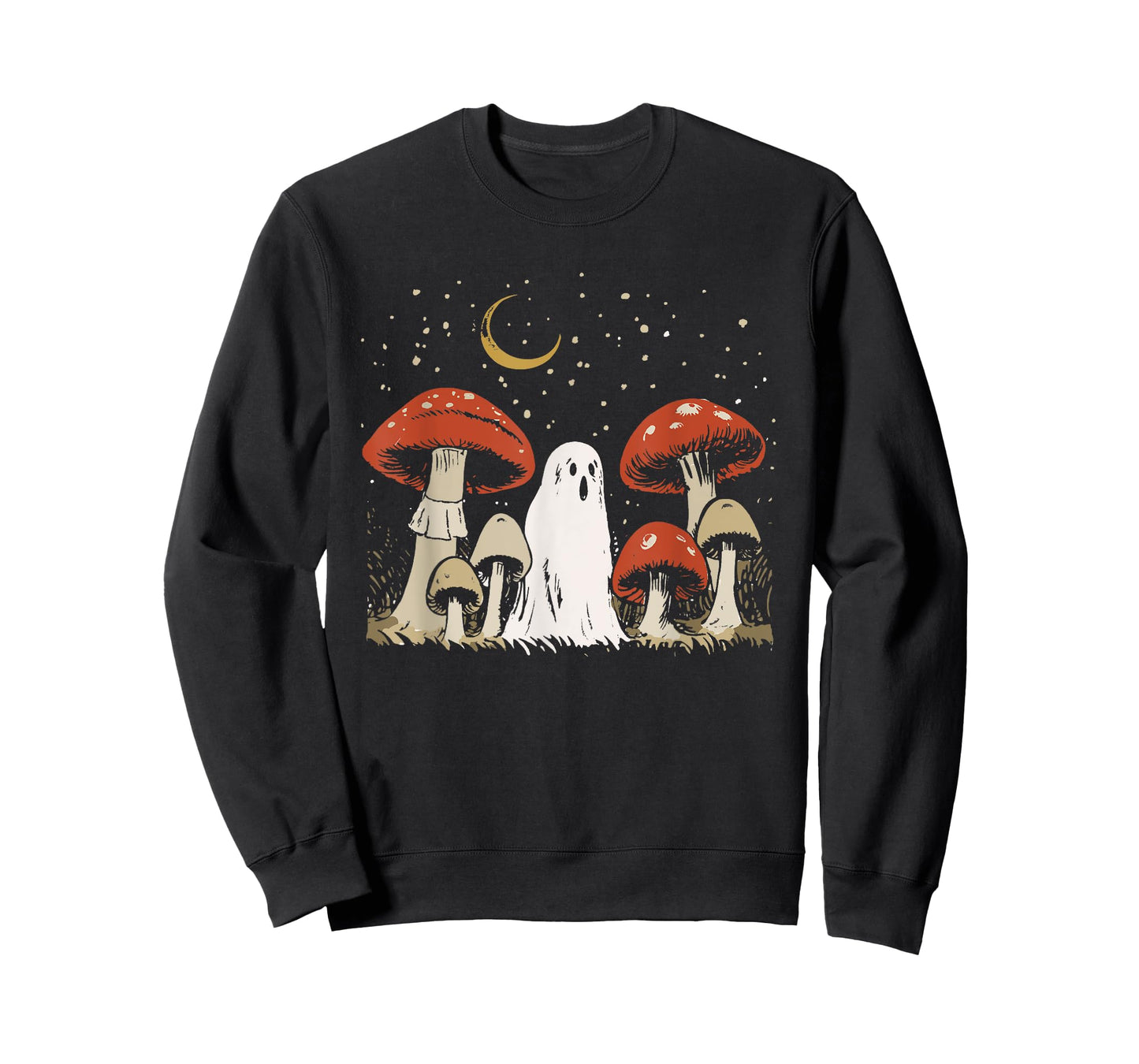 Halloween Mushroom Ghost Vintage Grunge 90 Aesthetic Graphic T-Shirt
