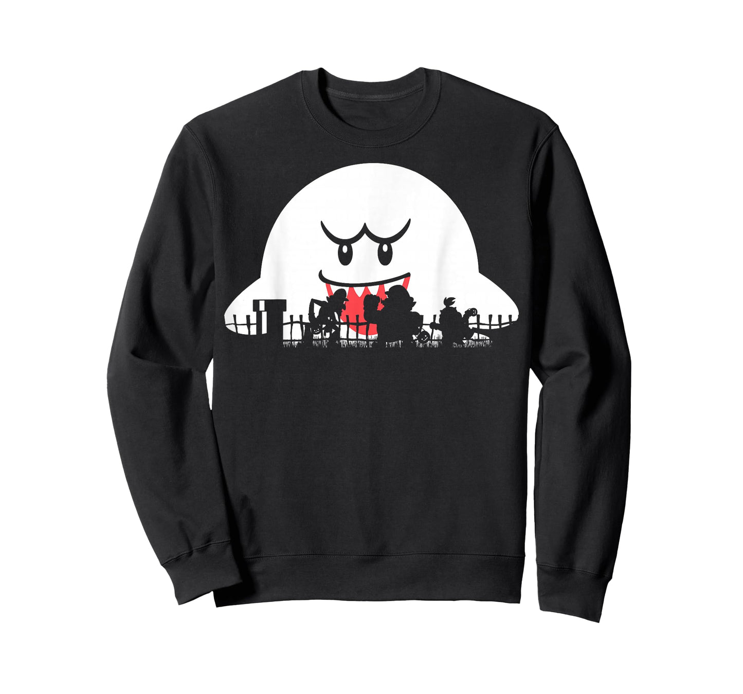 Super Mario Boo Trick Or Treat Halloween Silhouette T-Shirt