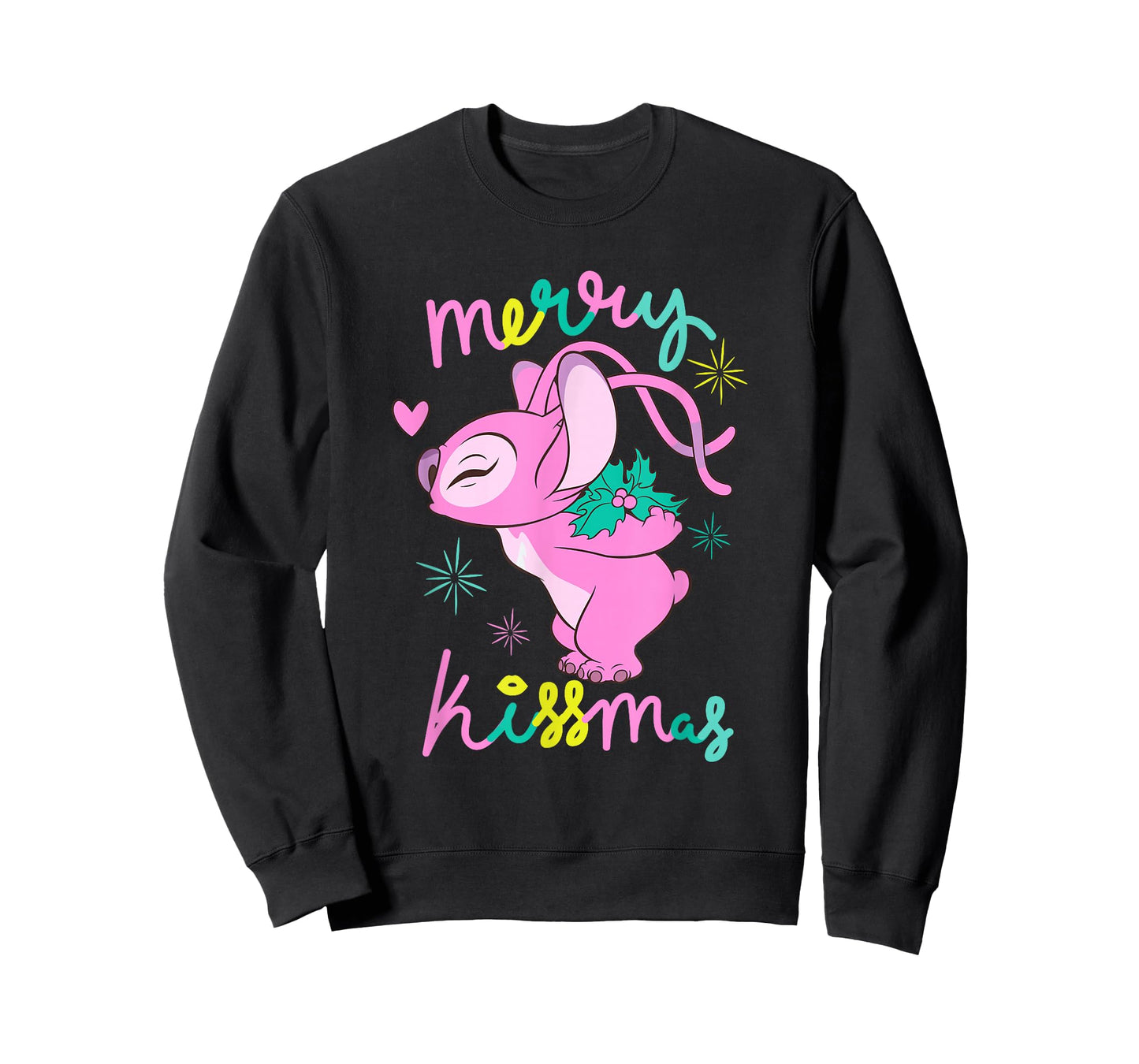 Disney Lilo & Stitch Christmas Angel Merry Kissmas Mistletoe T-Shirt