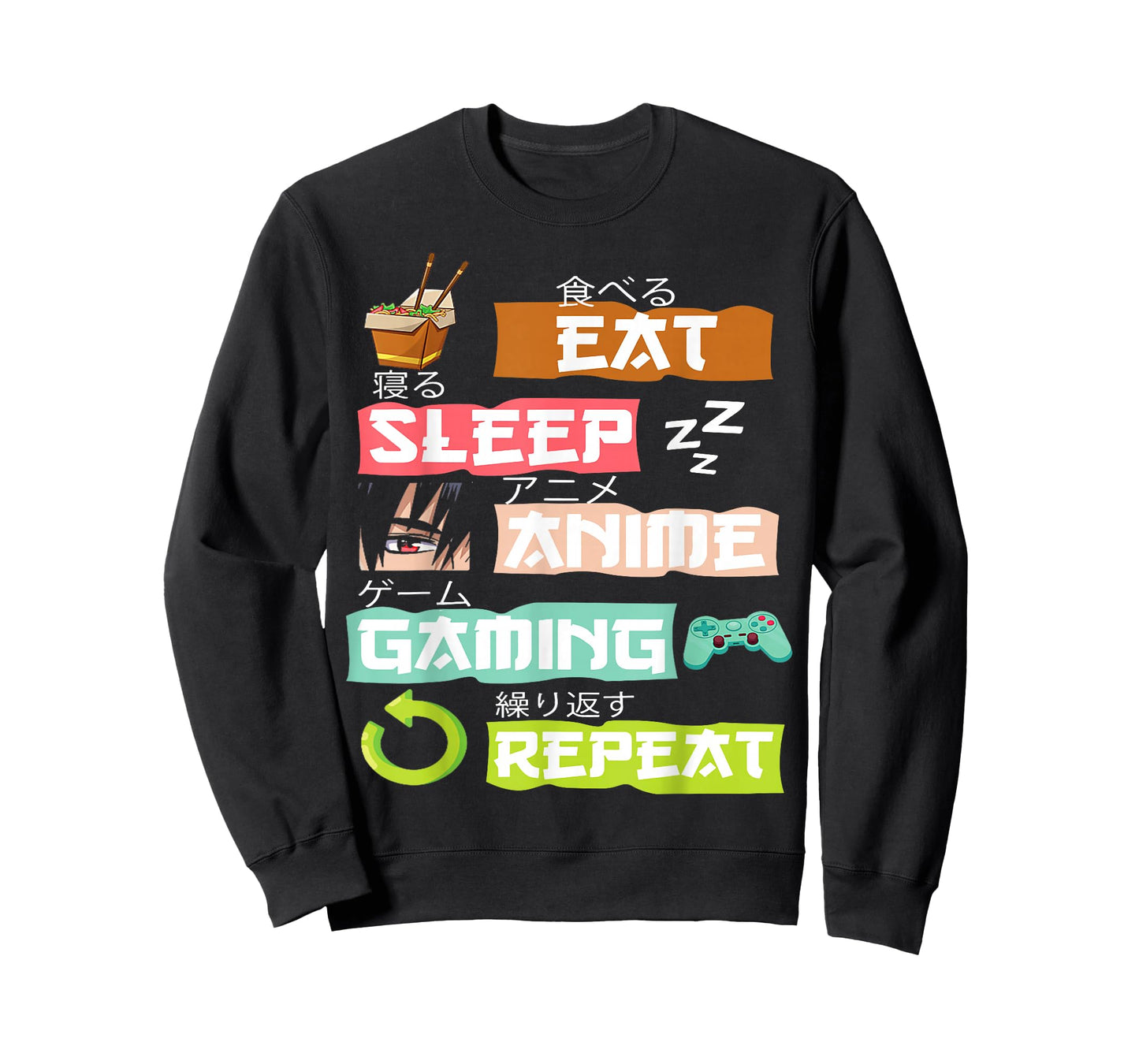 Eat Sleep Anime Gaming Repeat Kawaii Japanese Ramen T-Shirt
