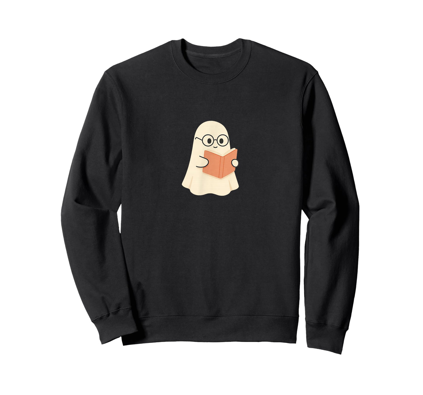 Cute Ghost with Glasses Reading Book Spooky Season Bookworm T-Shirt