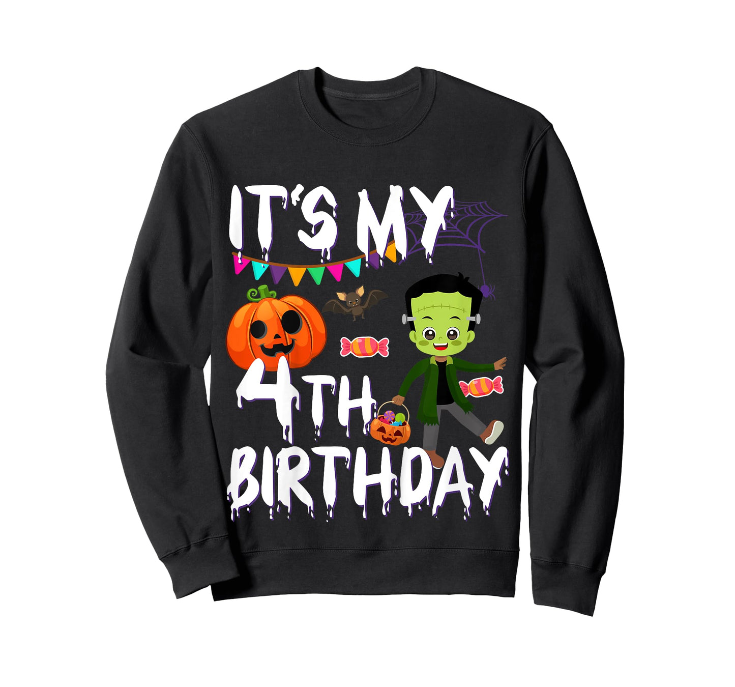 Kids 4th Birthday Monster Pumpkin Halloween Costume T-Shirt