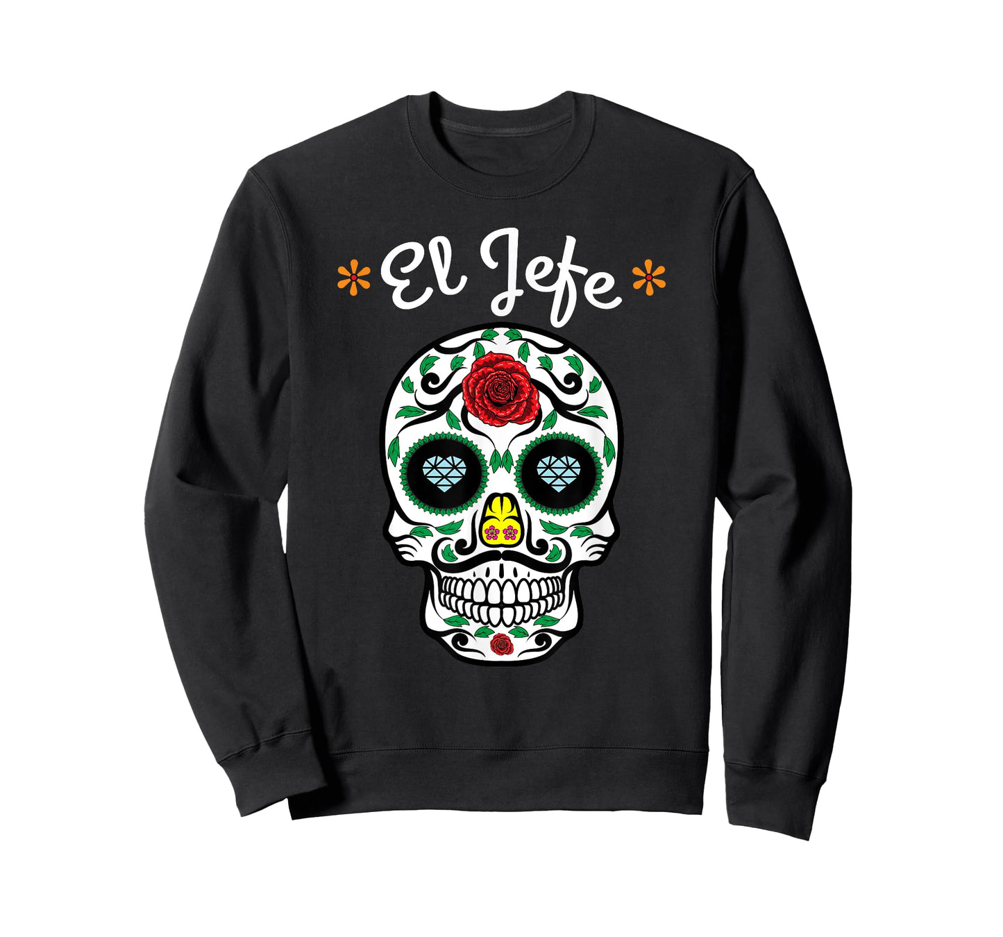 El Jefe Colorful Sugar Calavera Skull Dia De Los Muertos T-Shirt