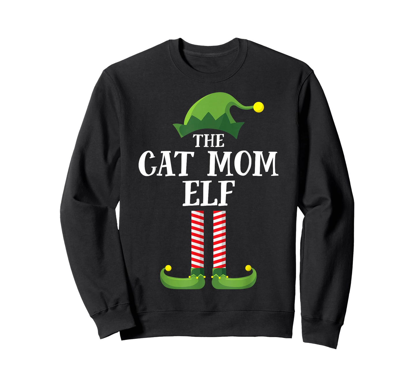 Cat Mom Elf Matching Family Group Christmas Party Pyjamas T-Shirt for Men Women Kids