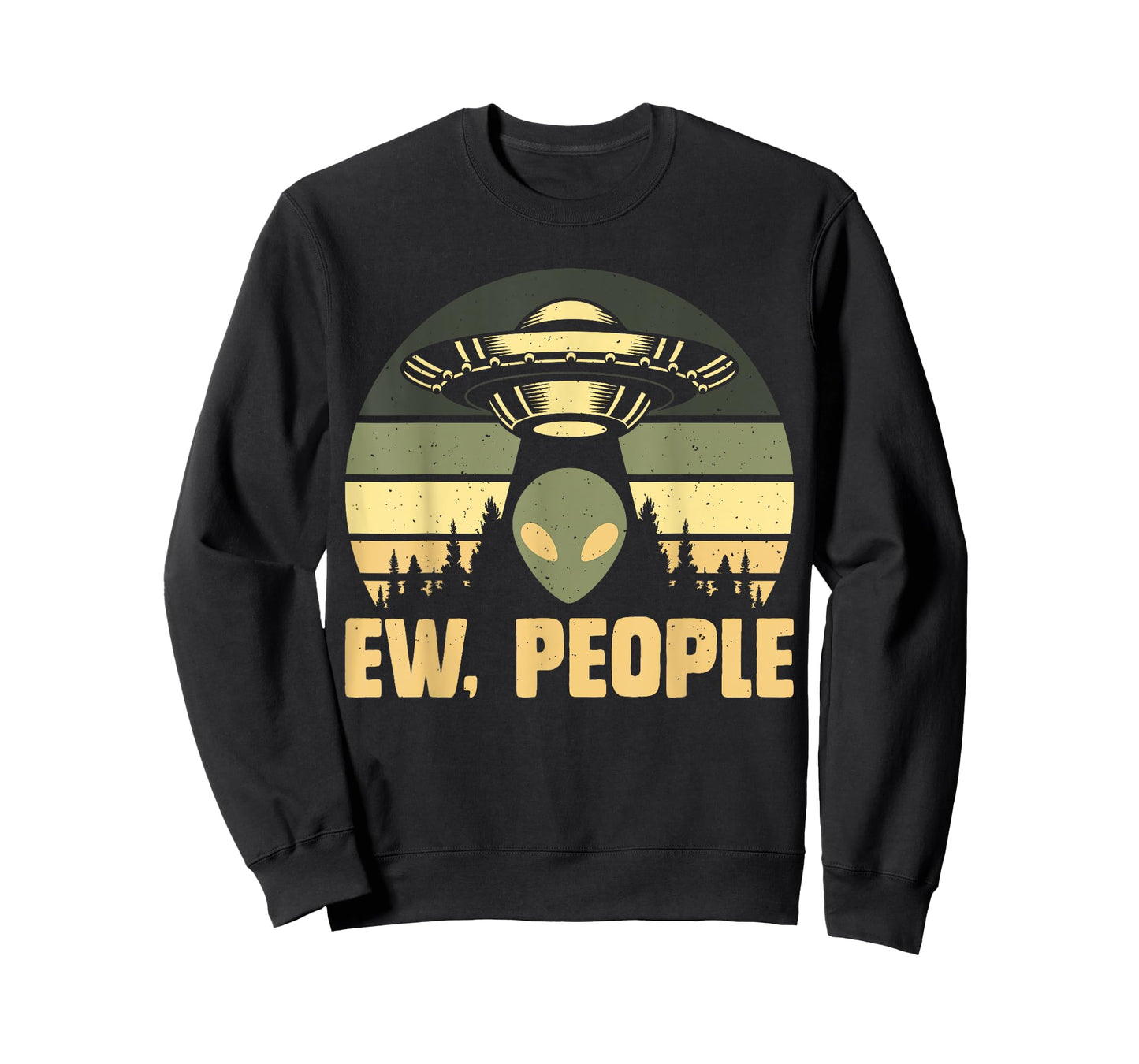 Funny Alien Gifts Extraterrestrial Aliens DAIMMER - Ew People - Ufo Alien T-Shirt, Flying Saucer - Black - Men's Unisex-Adults - Short Sleeve - Regular Fit - Small