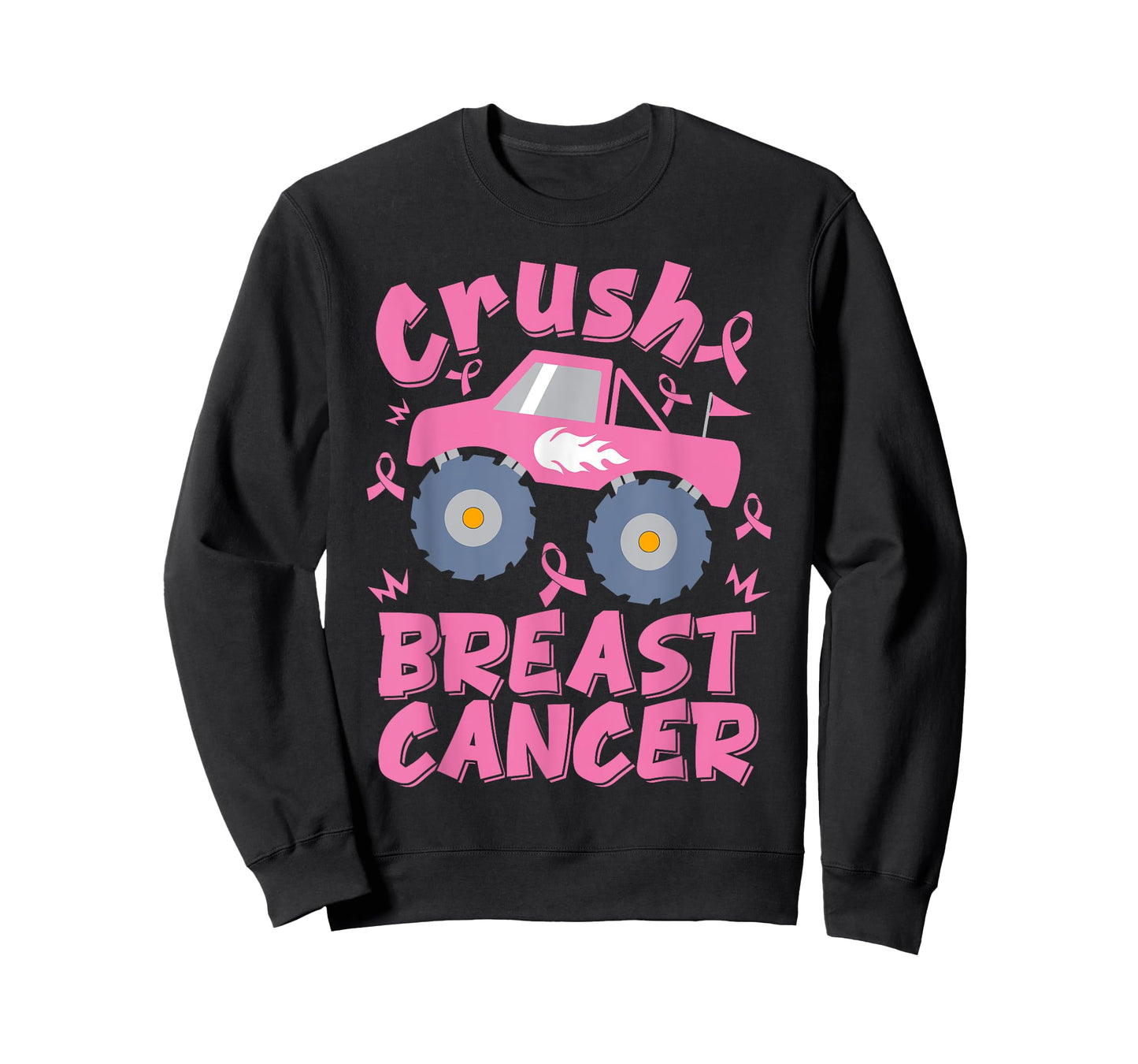 Crush Breast Cancer Monster Truck Kids Toddler Boys T-Shirt