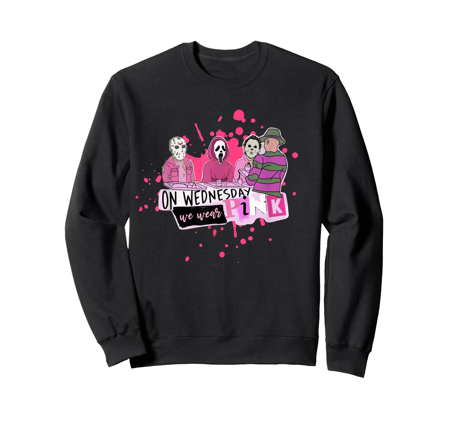 Weds. We Wear Pink Horror Villain Halloween Oct. Spooky Fun T-Shirt