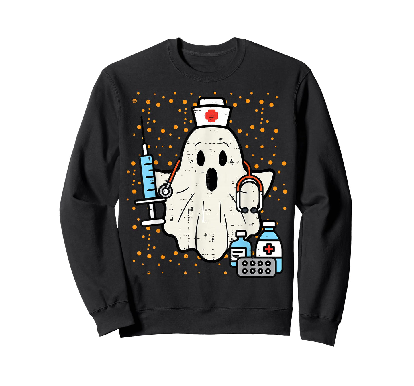 Halloween Nurse Ghost Boo Nursing Scrub Top Costume Women T-Shirt