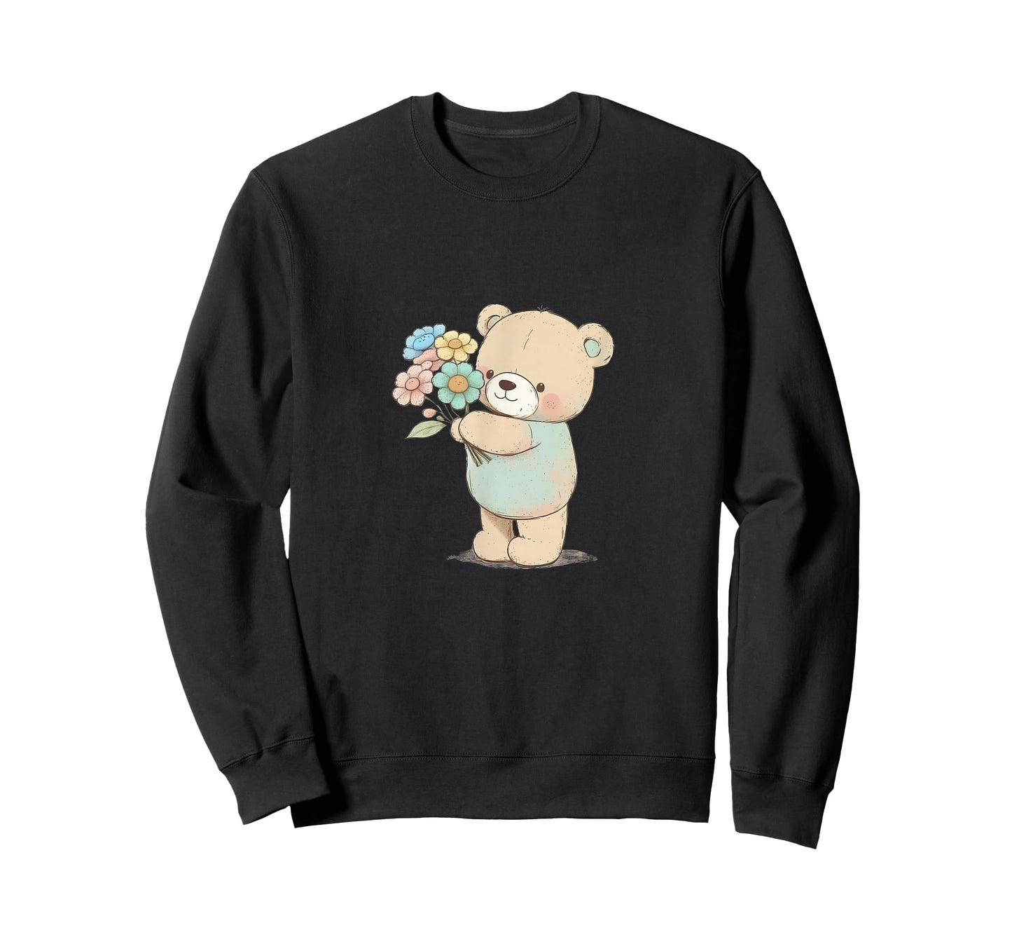 Cartoon Bear with Flowers T-Shirt