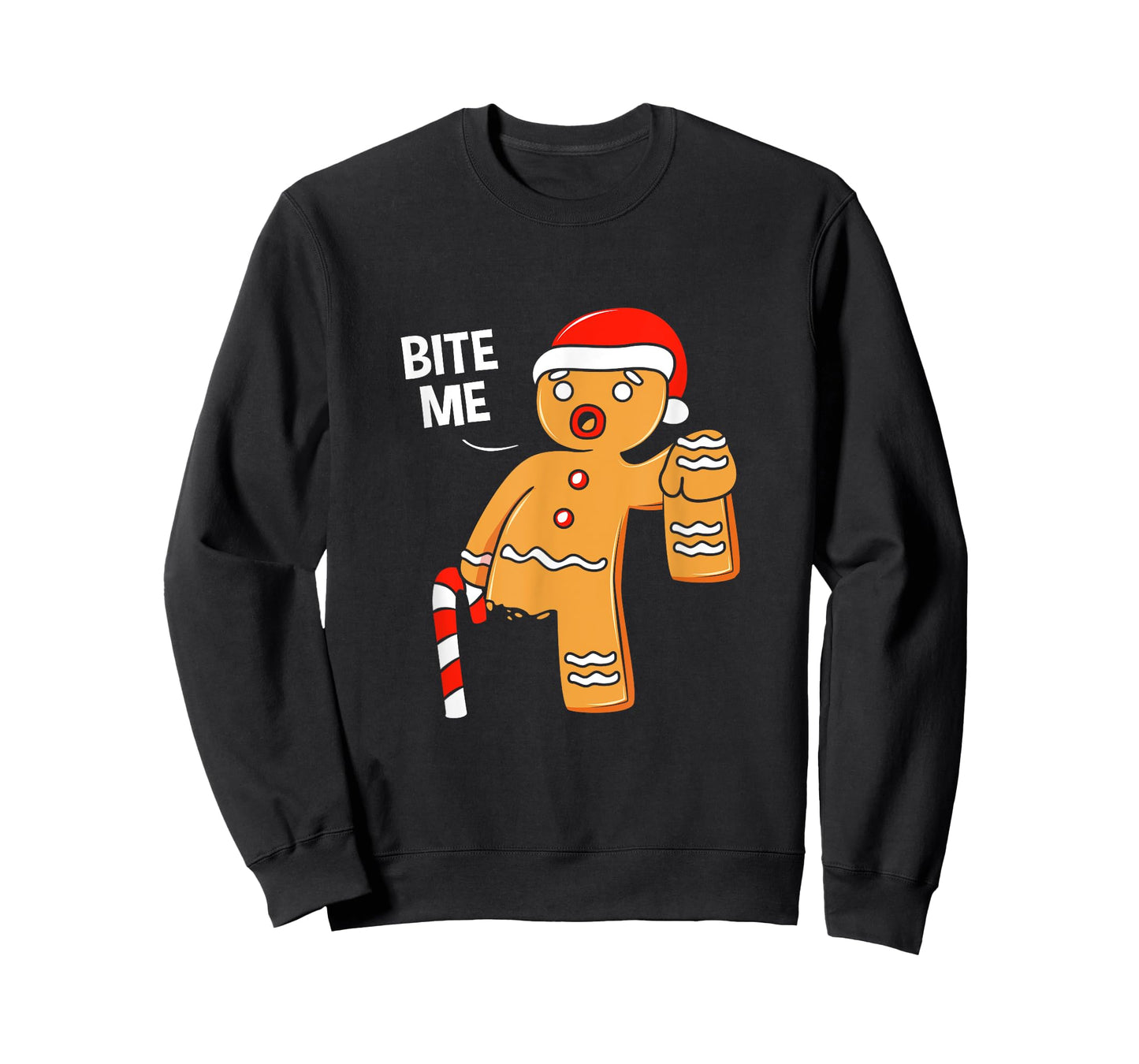 Funny Gingerbread Cookie Bite Me Christmas Candy Cane T-Shirt