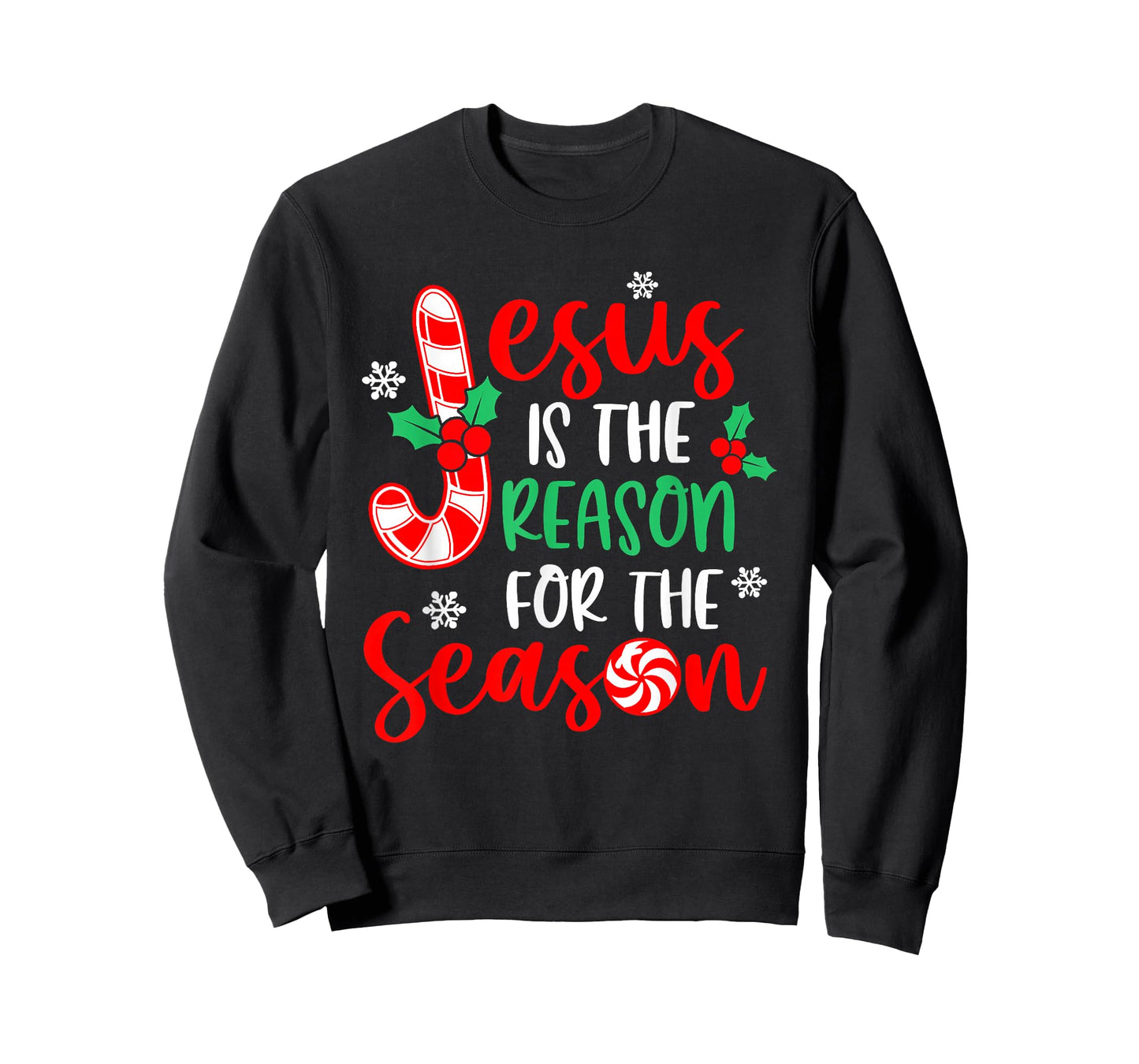 Jesus Is The Reason For The Season Christmas Xmas Candy Cane T-Shirt