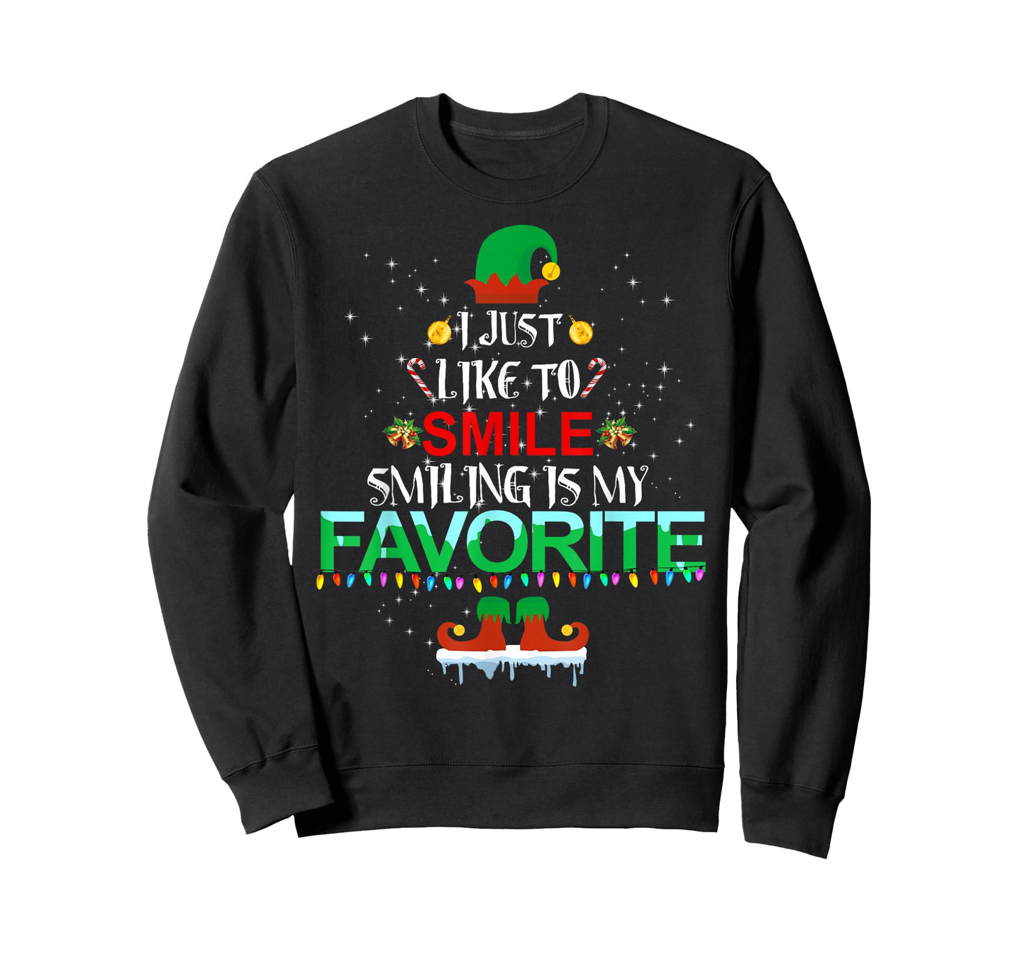 I Just Like To Smile Smiling Is My Favorite Elf Christmas T-Shirt