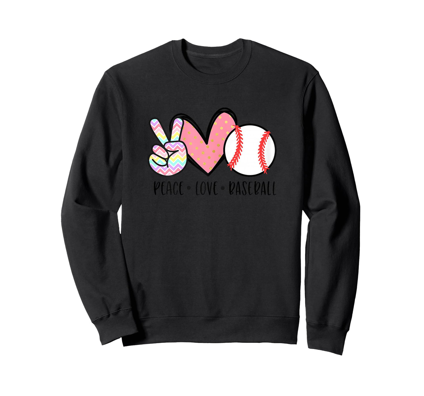 Peace Love Baseball Funny for Girls Teens Mom Women T-Shirt