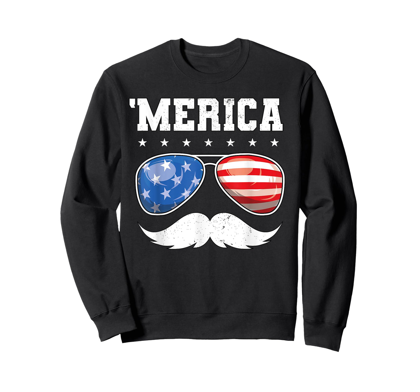 4th of July T shirt Men Boys Mustache Sunglasses USA Flag T-Shirt