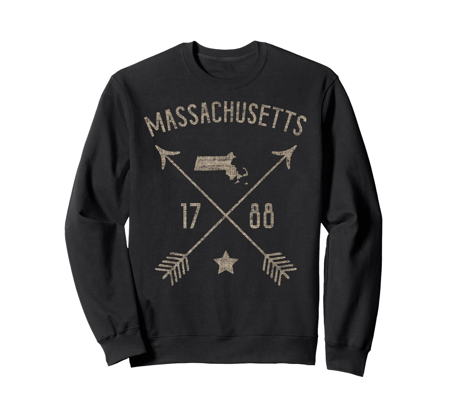 Vintage Massachusetts Distressed Home State Map Boho Arrows T-Shirt