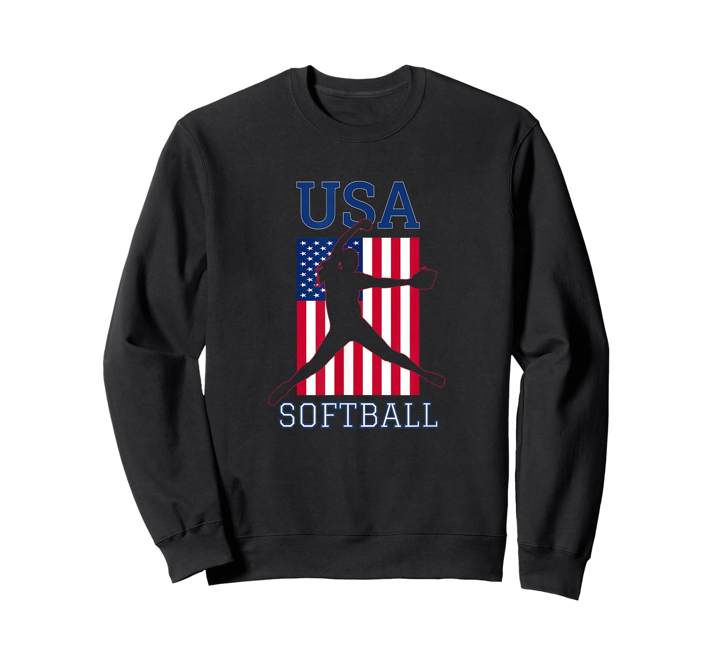 USA Womens Team Sports American Flag Girls Softball Pitcher T-Shirt
