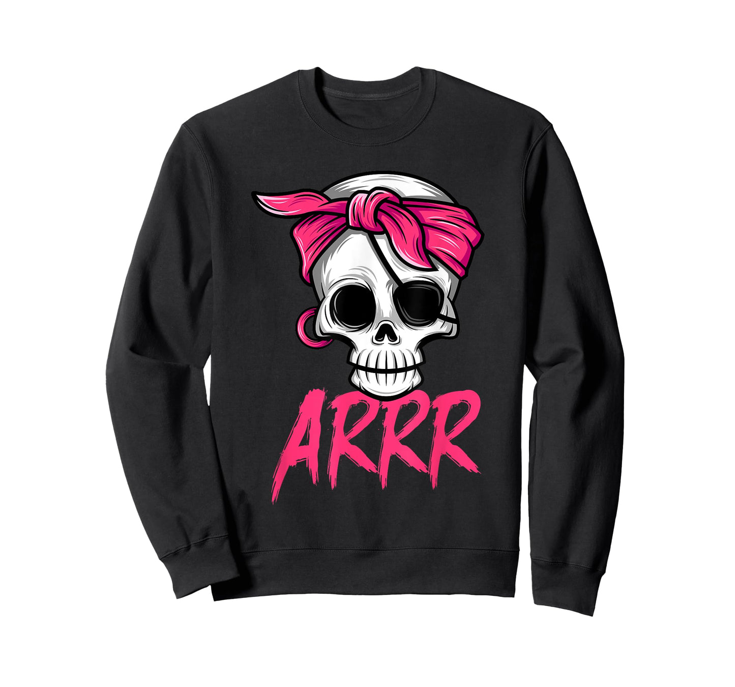 Pirate Dead with Eye Patch Pink Bandana Halloween Costume T-Shirt