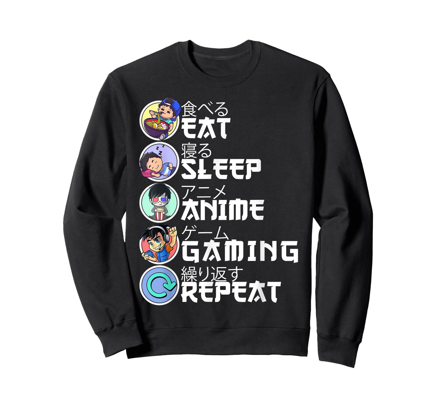 Eat Sleep Anime Gaming Repeat Gamer Japanese Ramen Anime T-Shirt