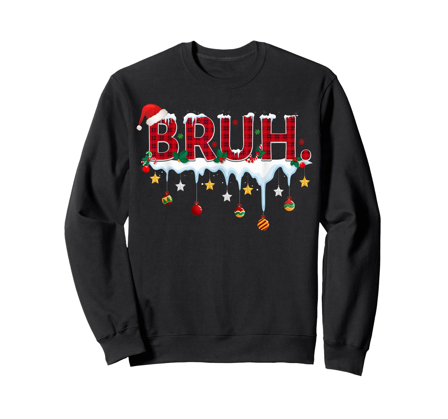Christmas Red Plaid Bruh Funny Teens Boys Kids Xmas Pajamas T-Shirt