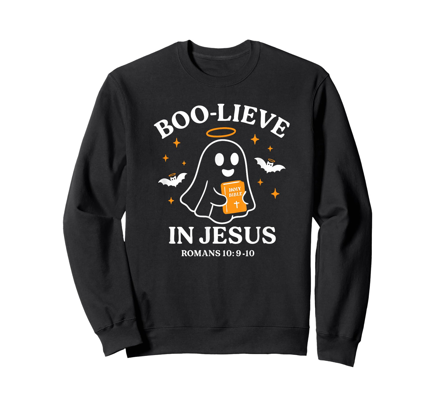 Boo-Lieve in Jesus Christian Halloween Ghost Bible Design T-Shirt