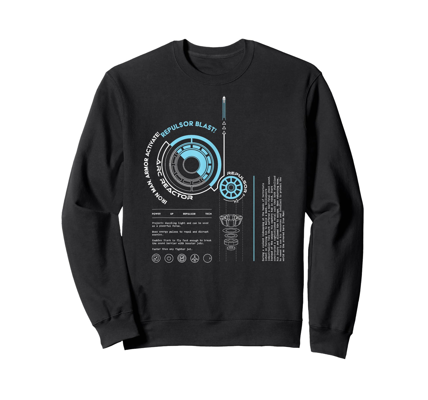 Marvel Avengers Iron Man Armor ARC Reactor Data Readout T-Shirt