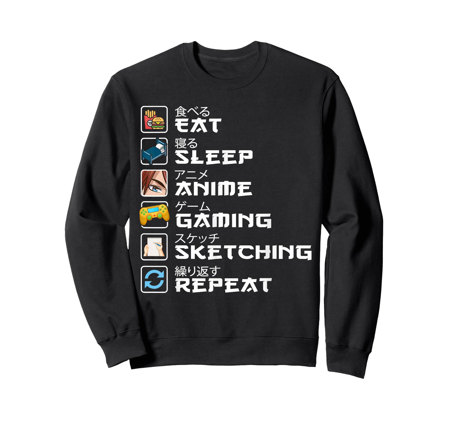 Eat Sleep Anime Gaming Sketching Kawaii Otaku Anime Manga T-Shirt