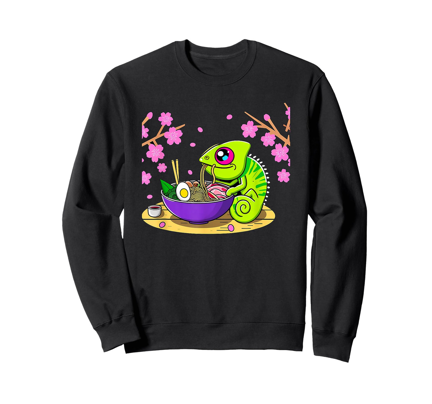 Kawaii Chameleon Eating Ramen T-Shirt