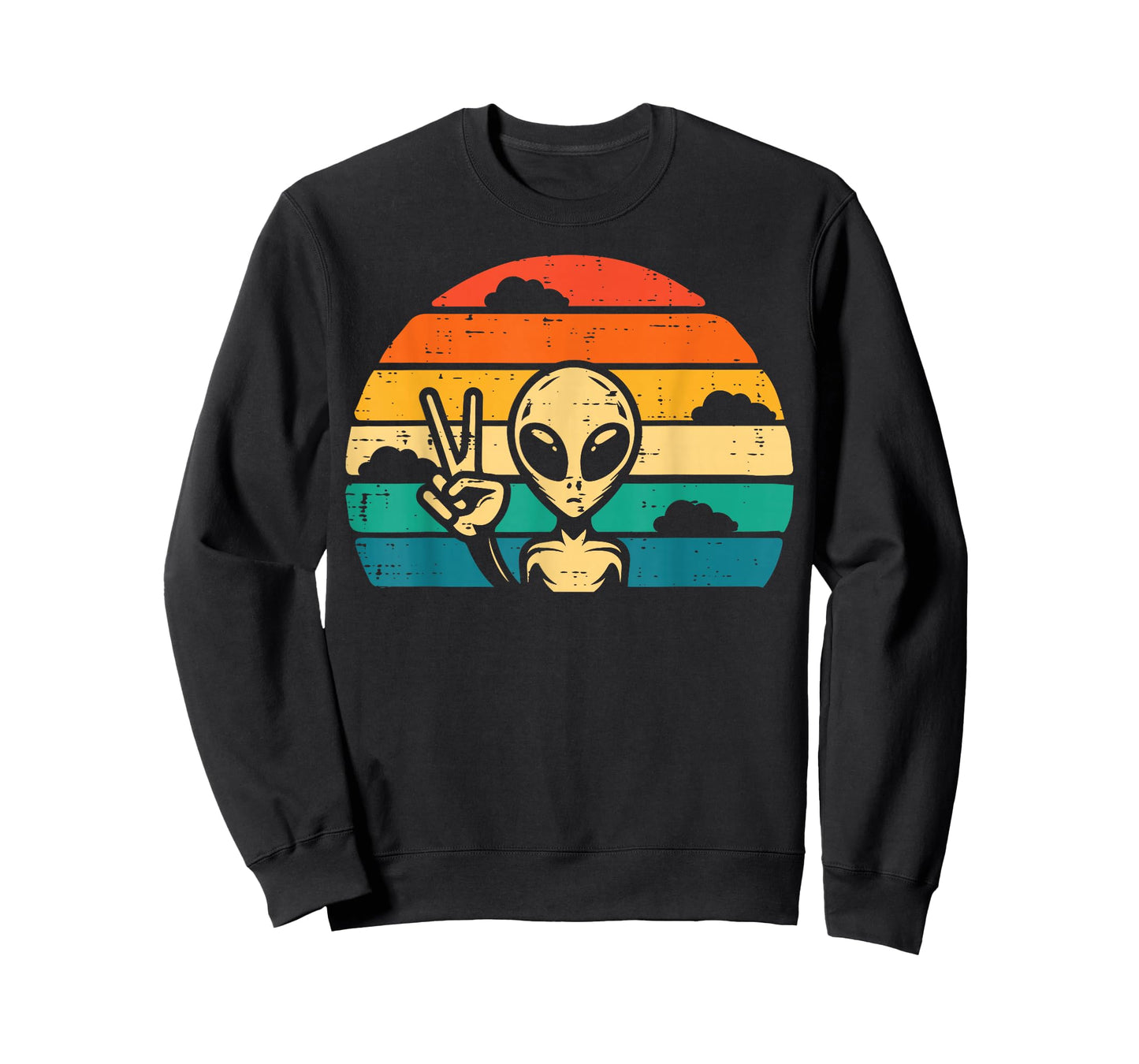 Alien Peace Sunset Retro Ufo Extraterrestrial Women Men Kids T-Shirt