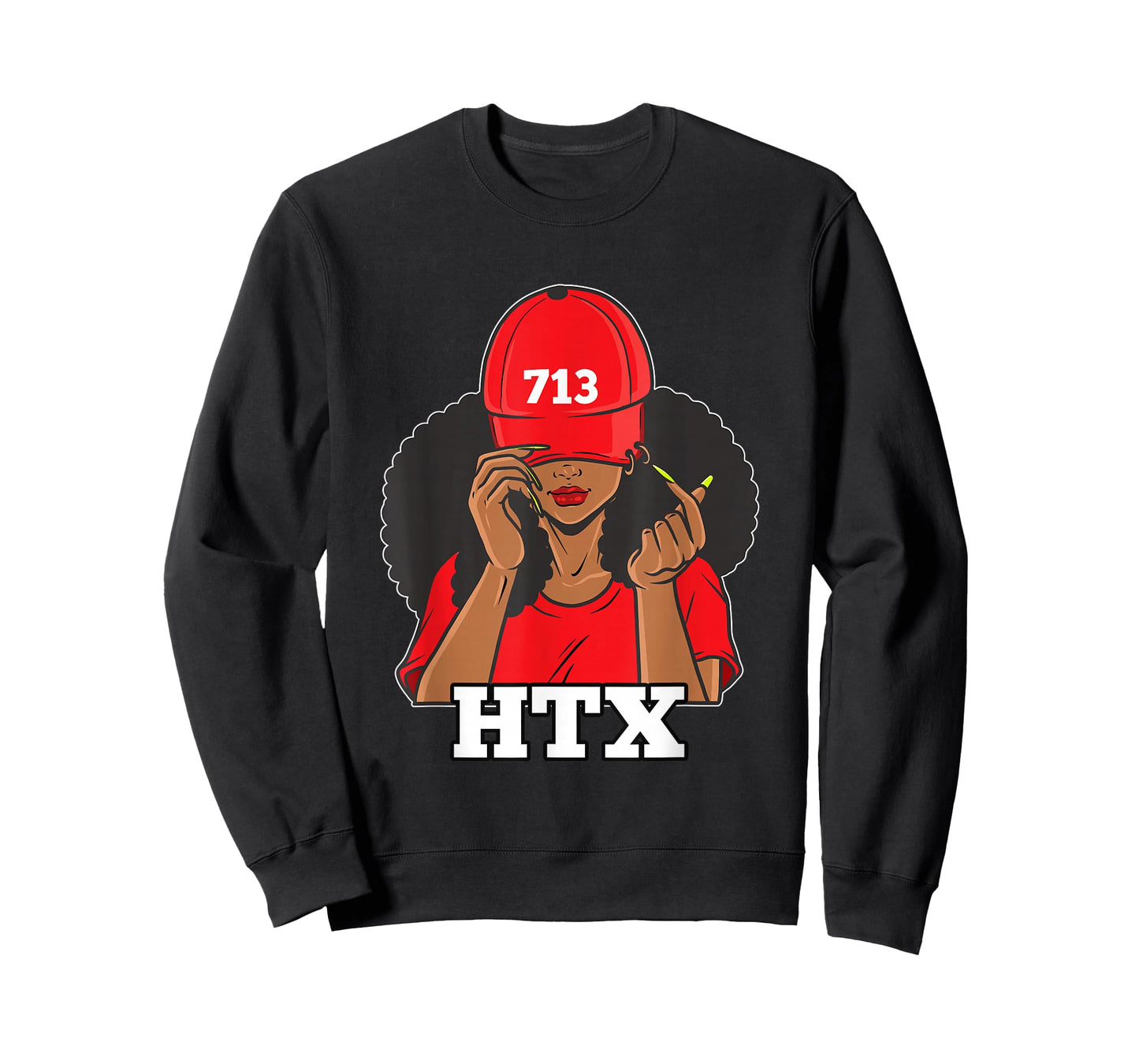 713 Houston Texas Black Woman Afro Puffs T-Shirt