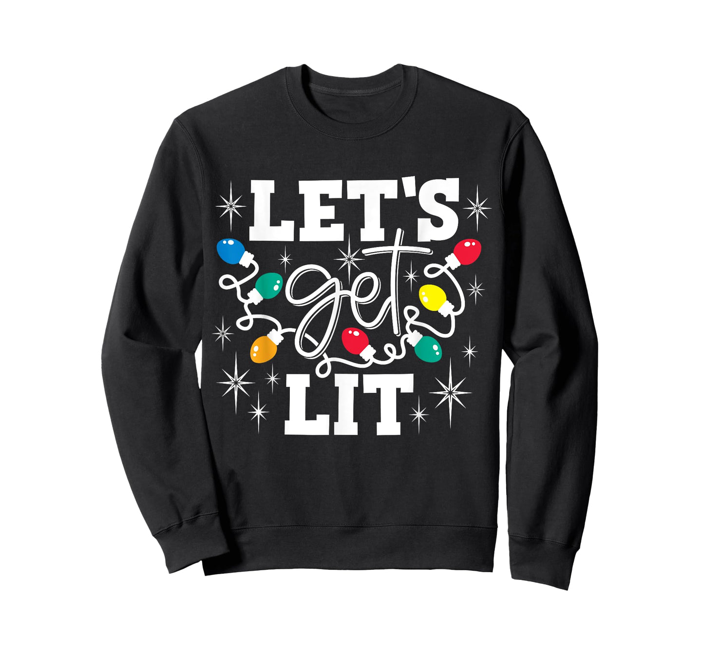 Let's Get Lit Drinking Santa Hat Christmas Lights Funny T-Shirt