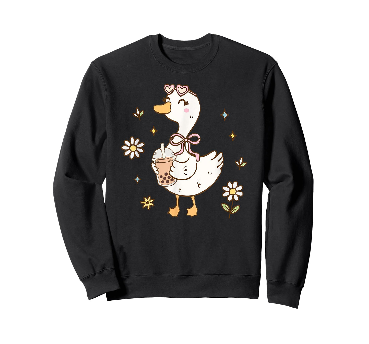 Funny Silly Goose Bubble Boba Tea Anime Cute Kawaii Goose T-Shirt