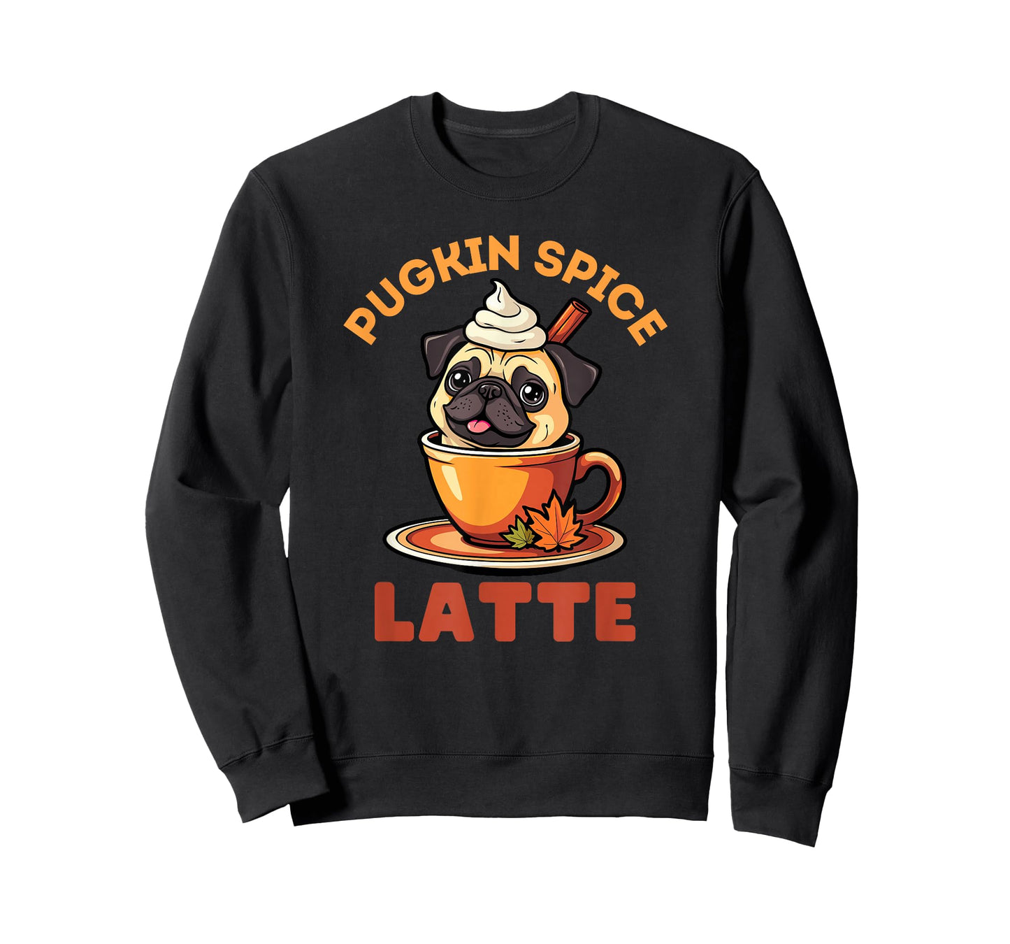 Pugkin Spice Latte Funny Fall Cute Pug Halloween T-Shirt
