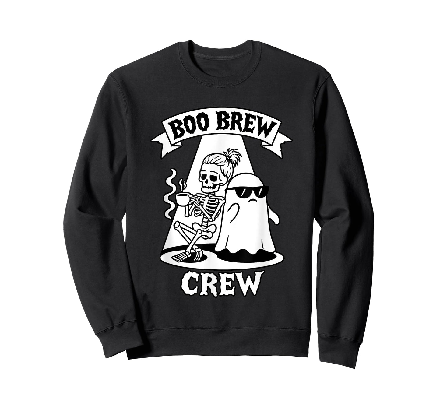 Boo Brew Crew Skeleton Ghost Halloween Coffee Lovers T-Shirt