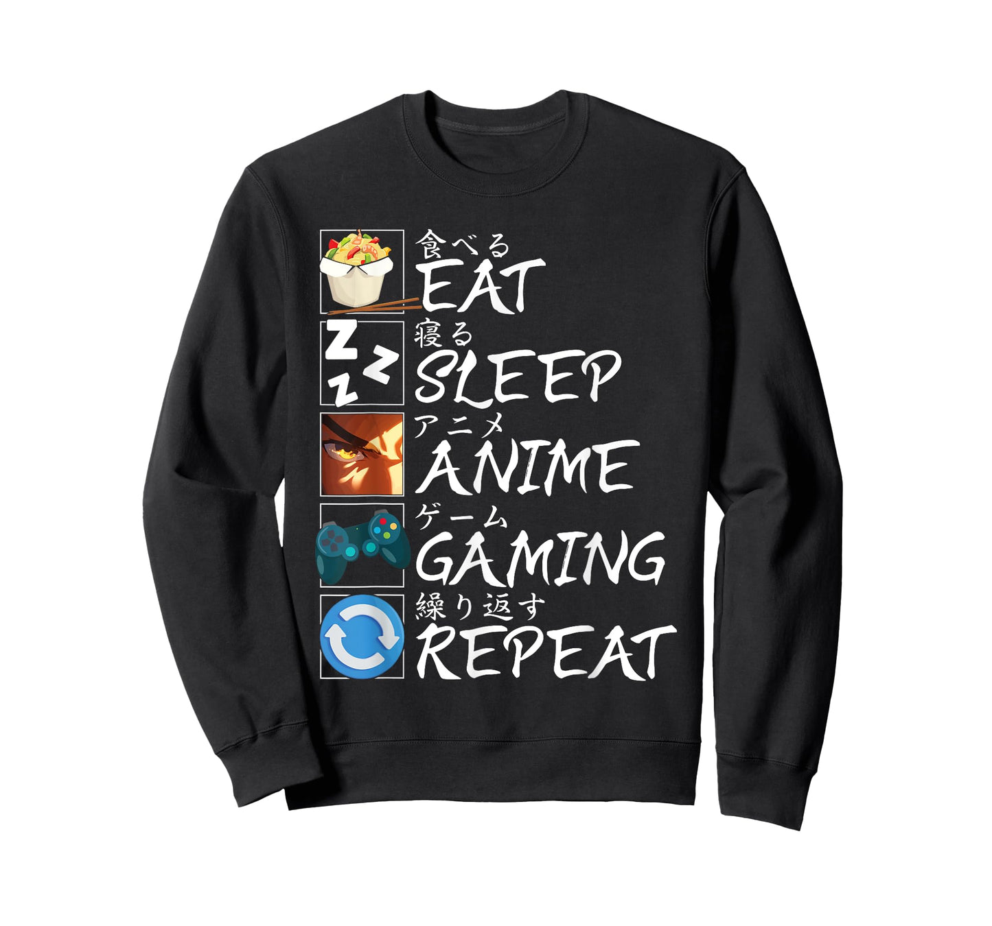 Eat Sleep Anime Gaming Repeat Funny Kawaii Otaku Anime Gamer T-Shirt