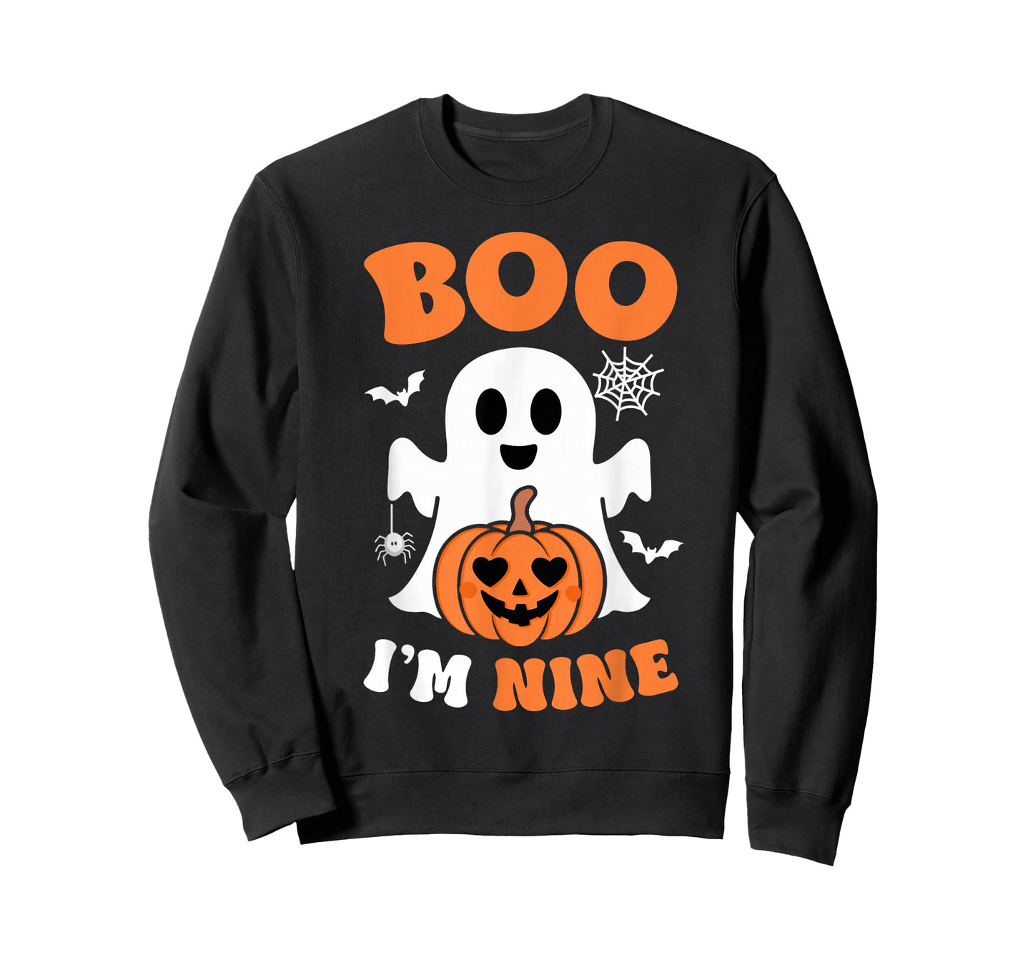 Ghost Boo I'm Nine Year 9th Birthday Boys Halloween Groovy T-Shirt