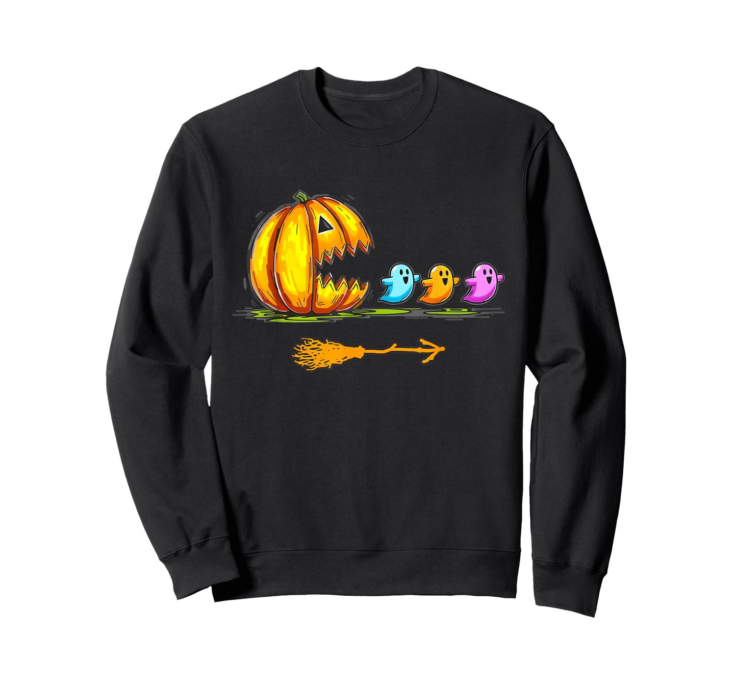 Pumpkin Eating Ghost Gamer Halloween Gaming Boys Teen Kids T-Shirt