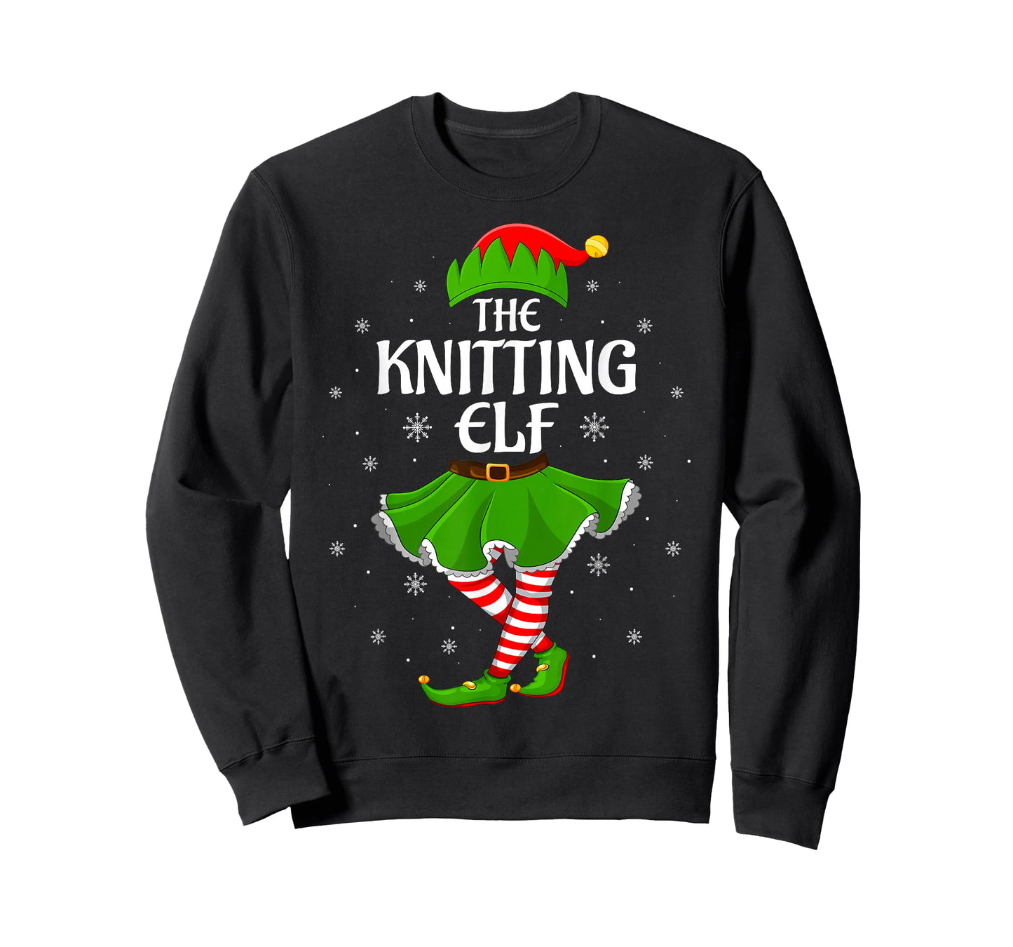 Knitting Elf Christmas Family Girls Women Elf Squad Xmas T-Shirt