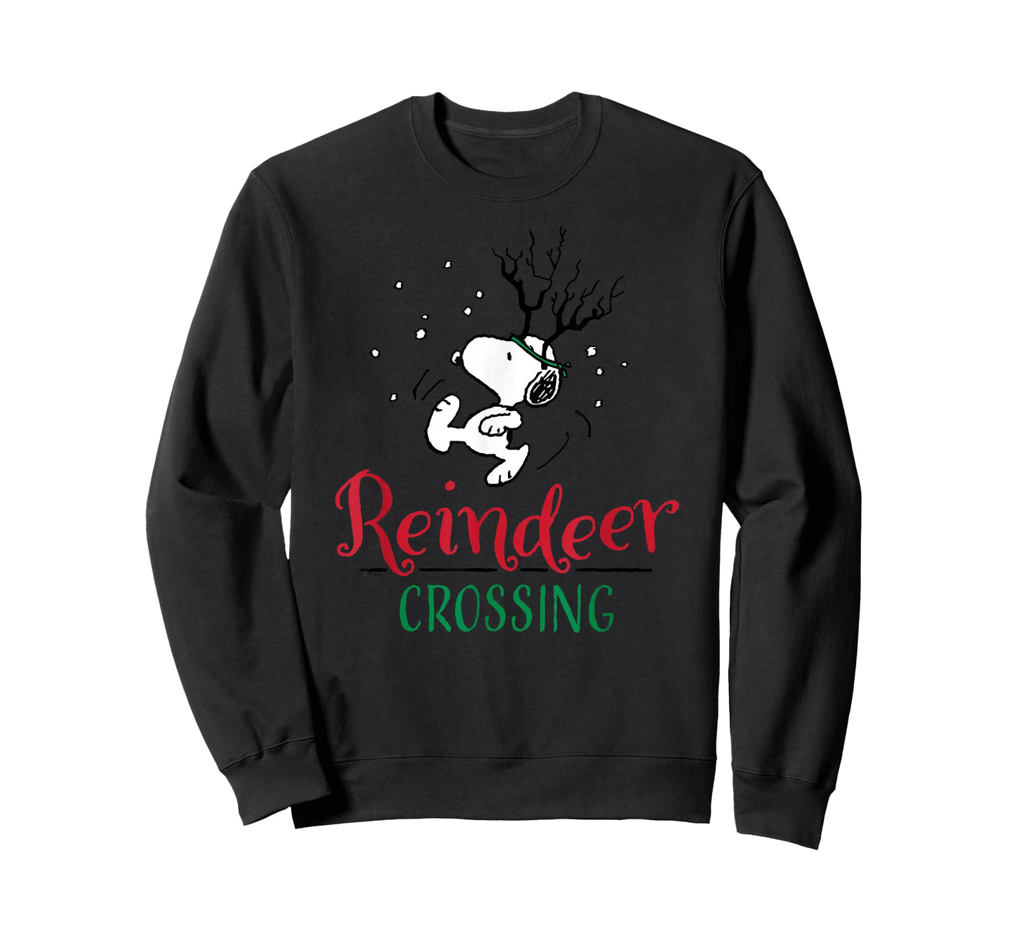 Peanuts Reindeer Crossing T-Shirt - Unisex-Adults, Unisex-Kids, Blue, Small, Short Sleeve