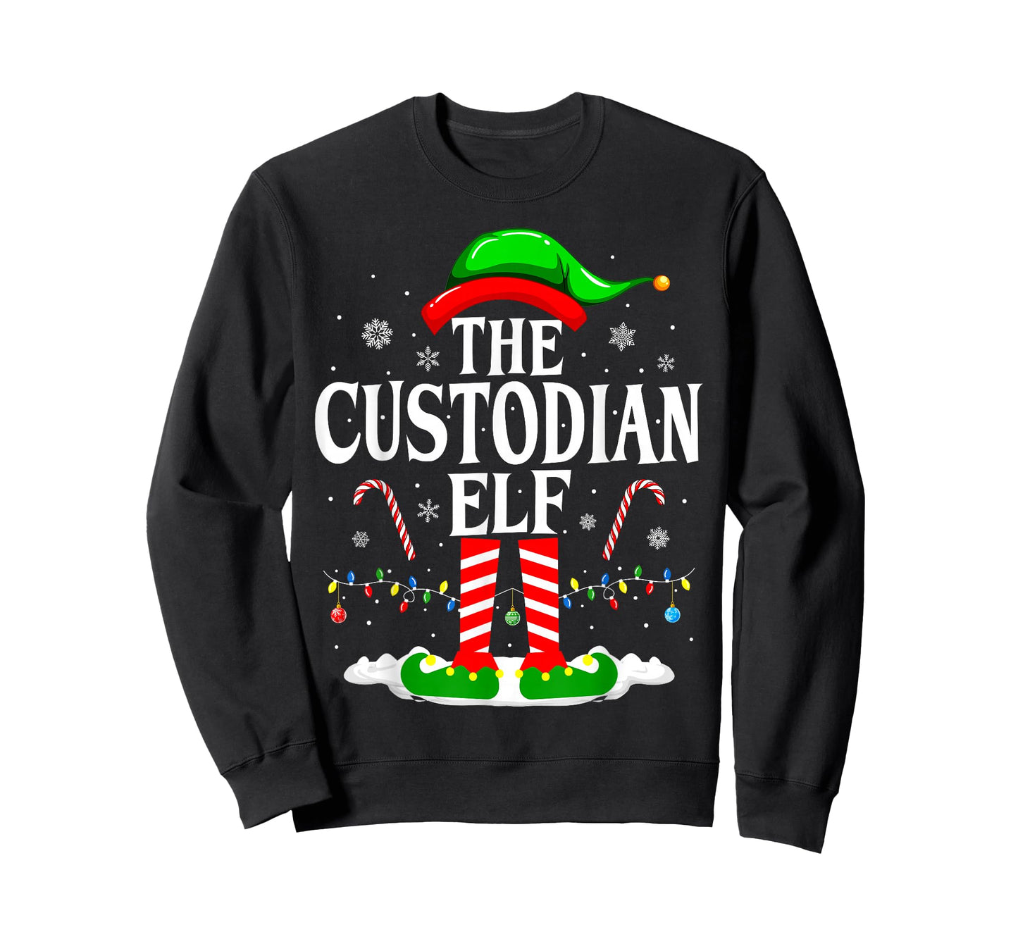The Custodian Elf Xmas Funny Janitor Christmas Custodian T-Shirt