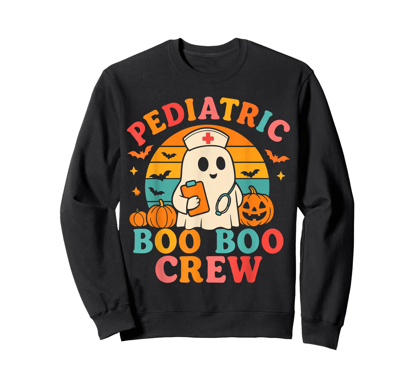 Boo Boo Crew Pediatric Women, Halloween Ghost Nurse Medical T-Shirt