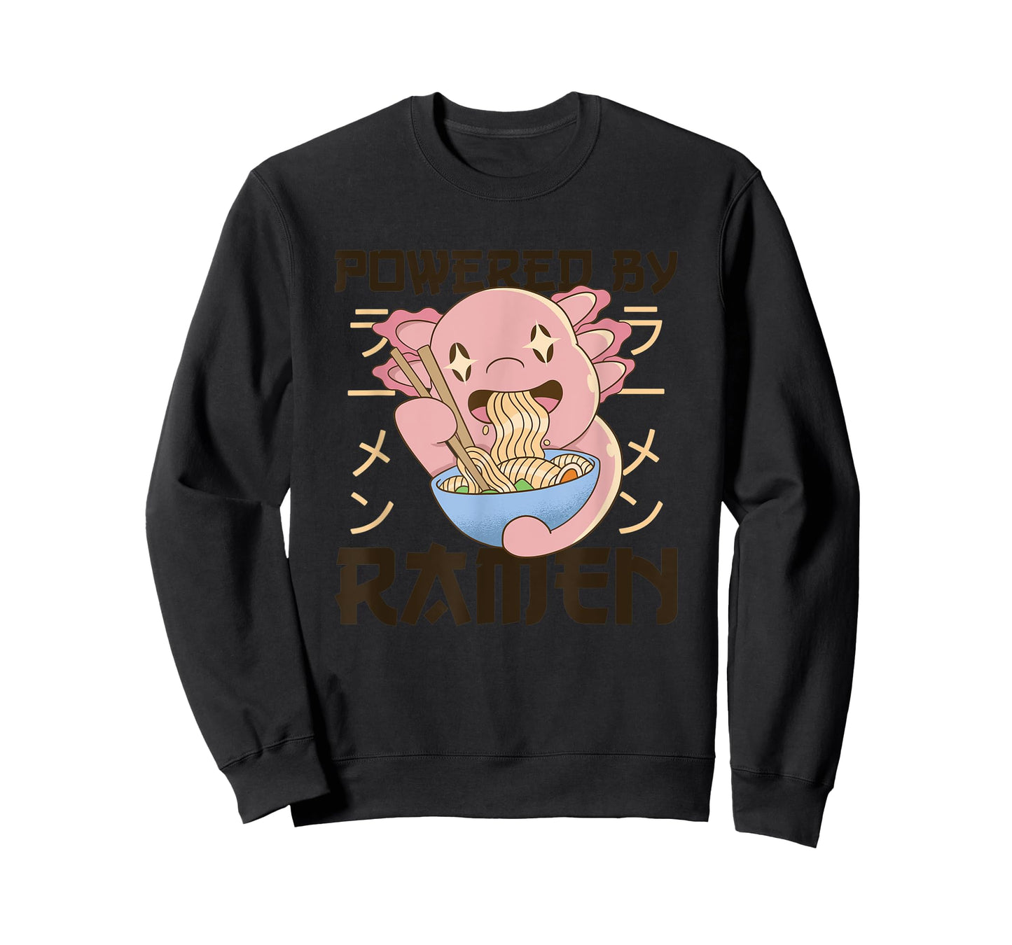 Powered by Ramen Cute Axolotl Eats Ramen Noodles Axolotl T-Shirt