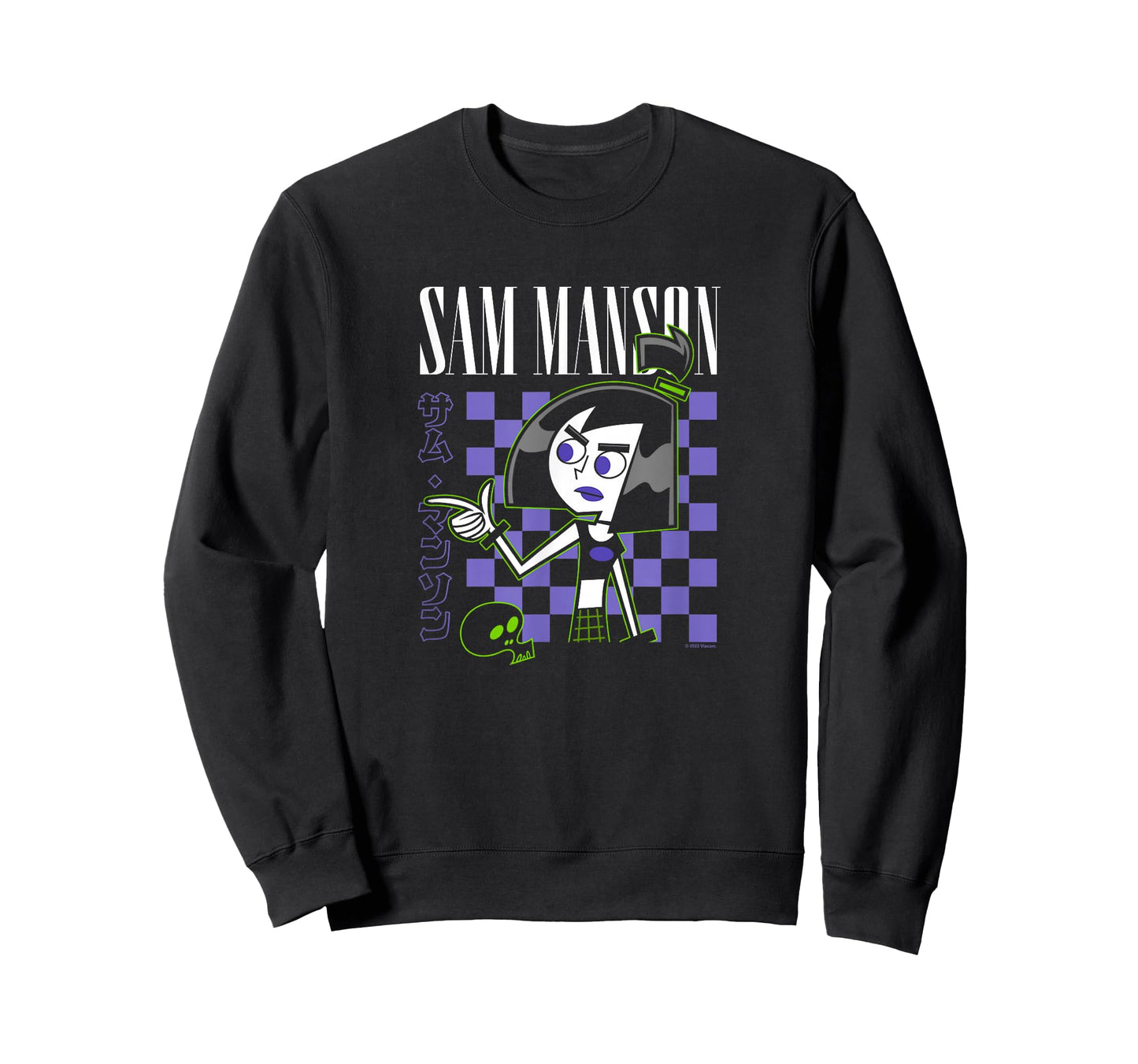 Danny Phantom Sam Manson Retro Kanji Checkerboard Portrait T-Shirt