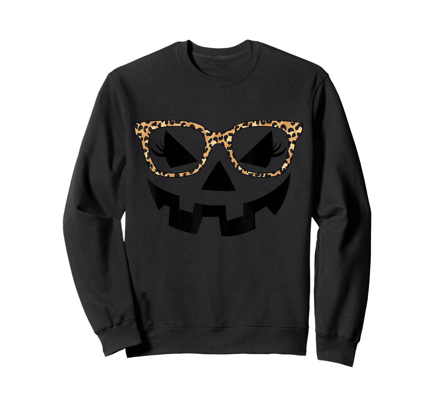 Jack O Lantern Face Pumpkin Halloween Leopard Print Glasses T-Shirt